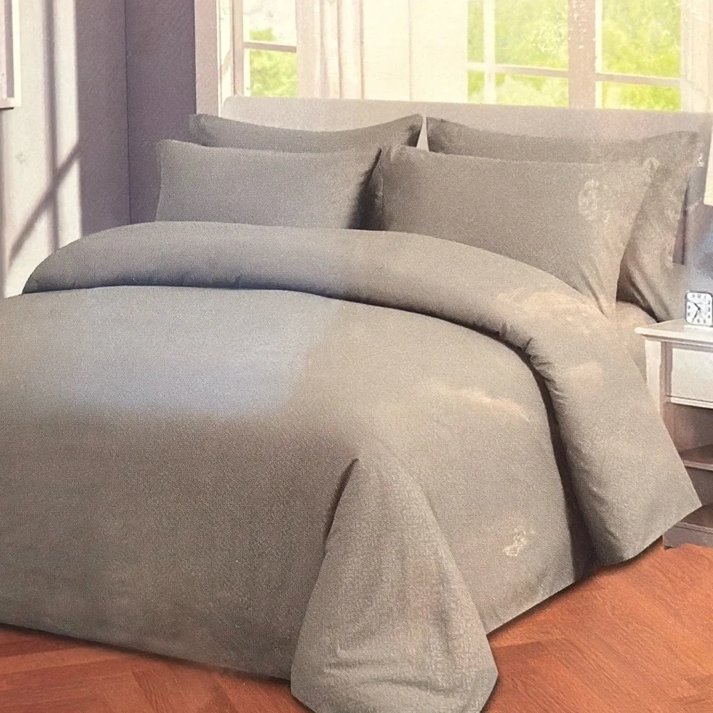 Transitional at Home 6pc Queen Sheet Set Gunmetal Diamond Embossed